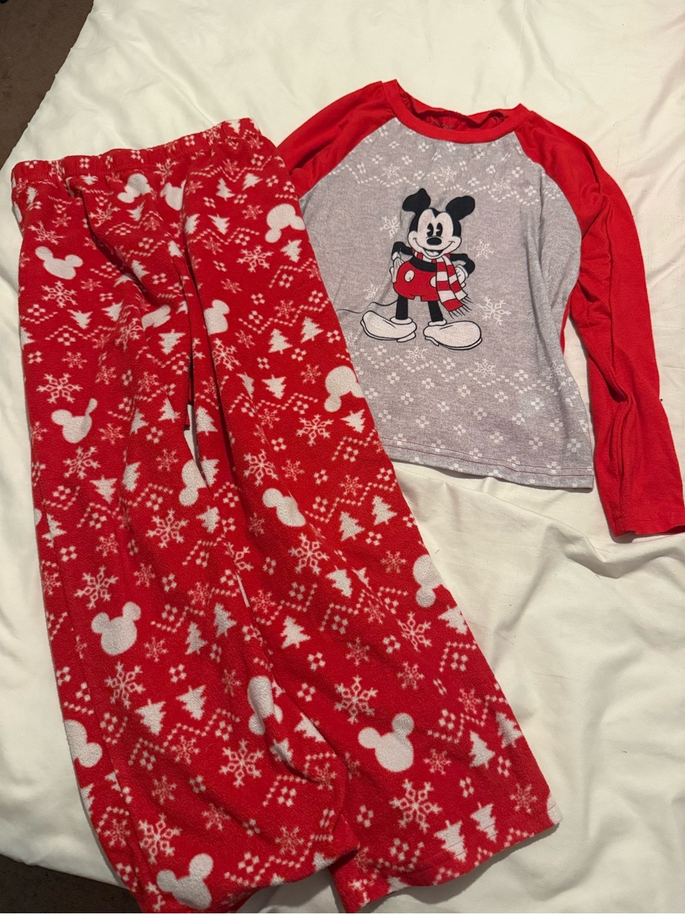 Disney Mickey Mouse Red & Gray Holiday Pajama Set